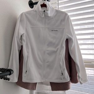 Columbia White Zip-Up Light Fleece Jacket